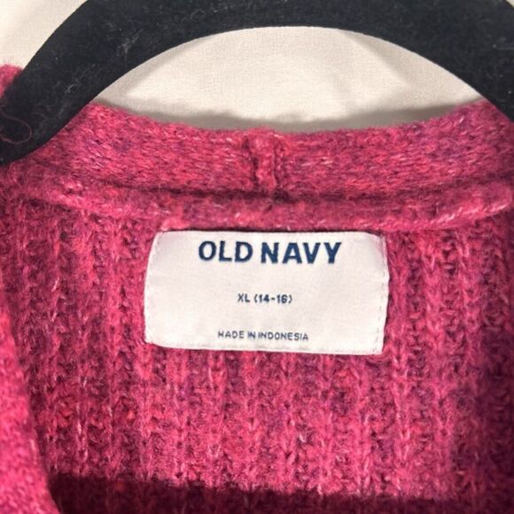 Old Navy Cardigan Girls XL Pink Knit Button Up Wool Blend Knit Ling Sleeve Sweat - Picture 4 of 8